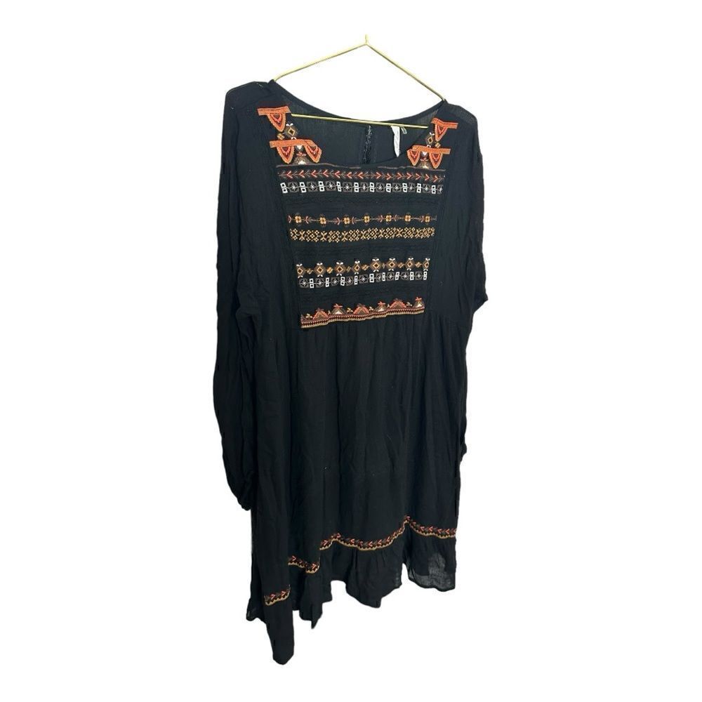 Boutique Embroidered Long Sleeve Mini Tunic Boho Dress | L NWT